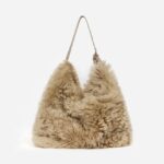 Shearling-Suede Tote Bag