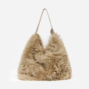 Shearling-Suede Tote Bag