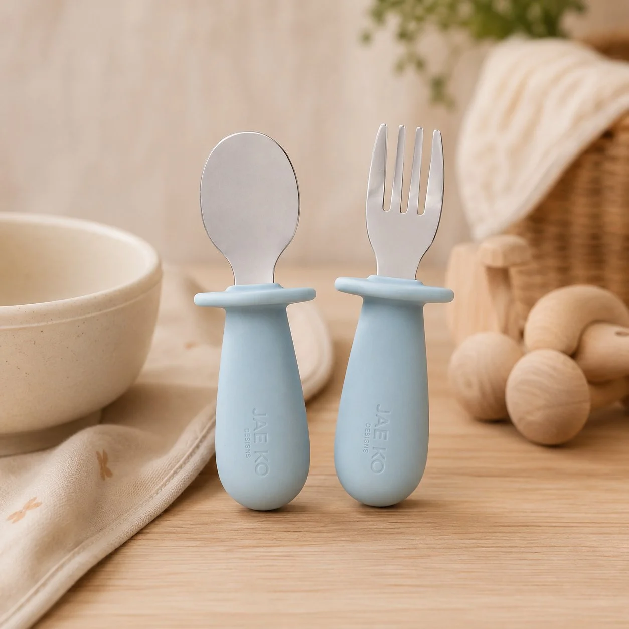 Silicone Fork and Spoon Set – Perfect for Self-Feeding Babies