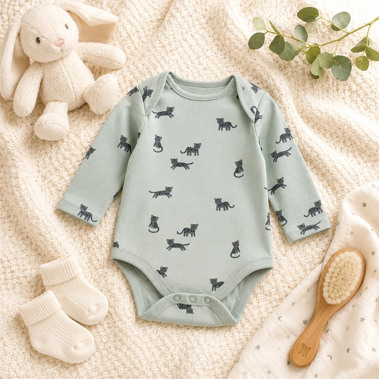 Teal Blue 5 Pack Baby Bodysuits – 100% Cotton for Everyday Comfort - Image 2