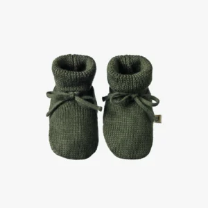 Merino Wool Knit Booties with Drawstring – Snug Comfort for Newborns