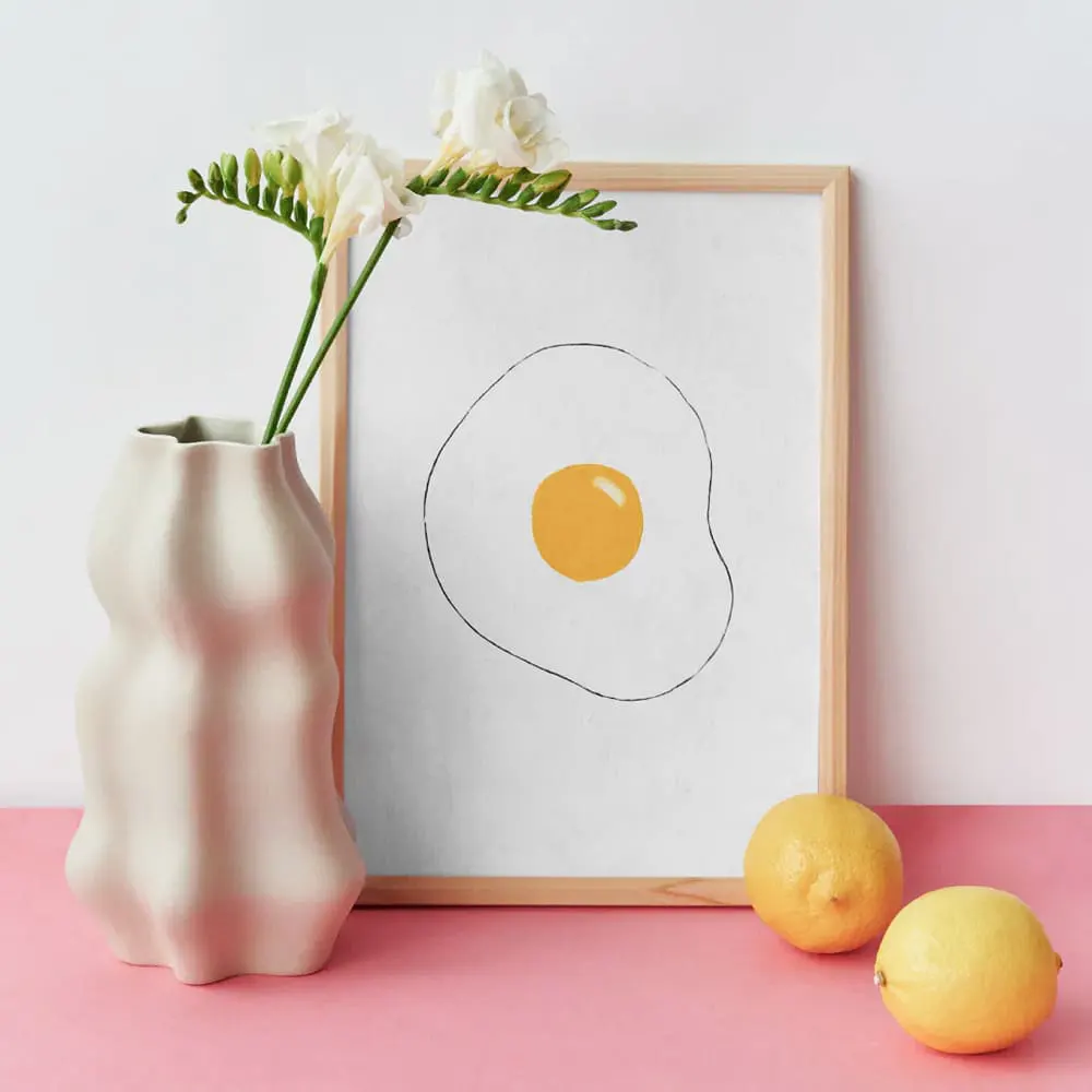 Minimalist Fried Egg Wall Art