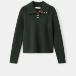 Ribbed Polo-Neck Sweater With Buttons